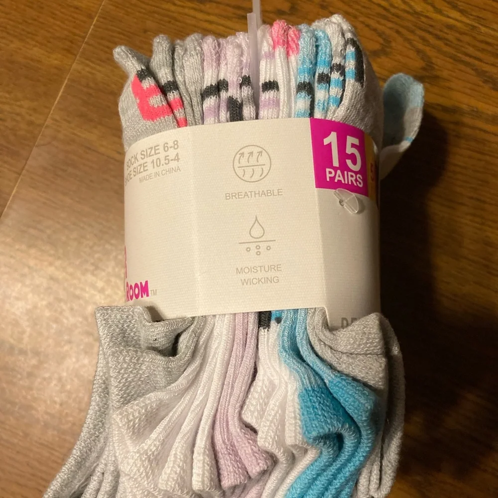 Locker Room Girl’s Socks 15 Pair